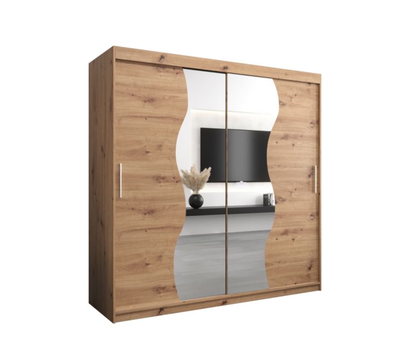 Szafa przesuwna Garderoba Abiks MADRYT 200 dąb artisan + dąb artisan 1 szt.