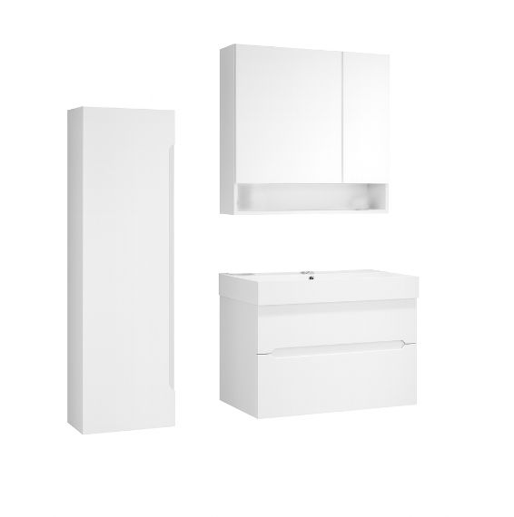 Zestaw mebli łazienkowych ORKA lustro szafka 80cm umywalka słupek białe MALTA 1szt