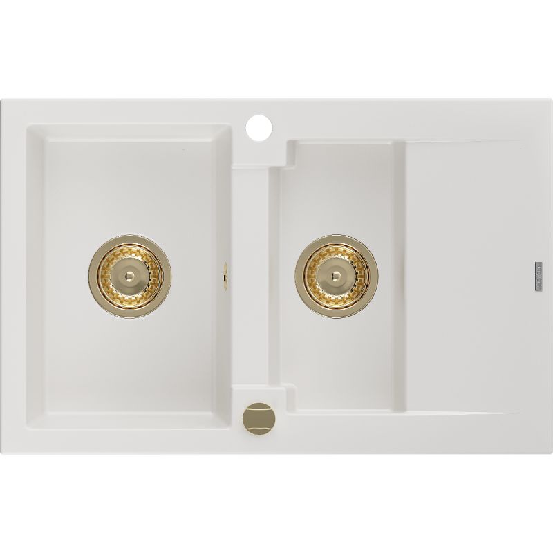 Zlewozmywak wpuszczany Mexen Gaspar 1,5-komorowy biały 737 x 475 mm 6507731505-20-G