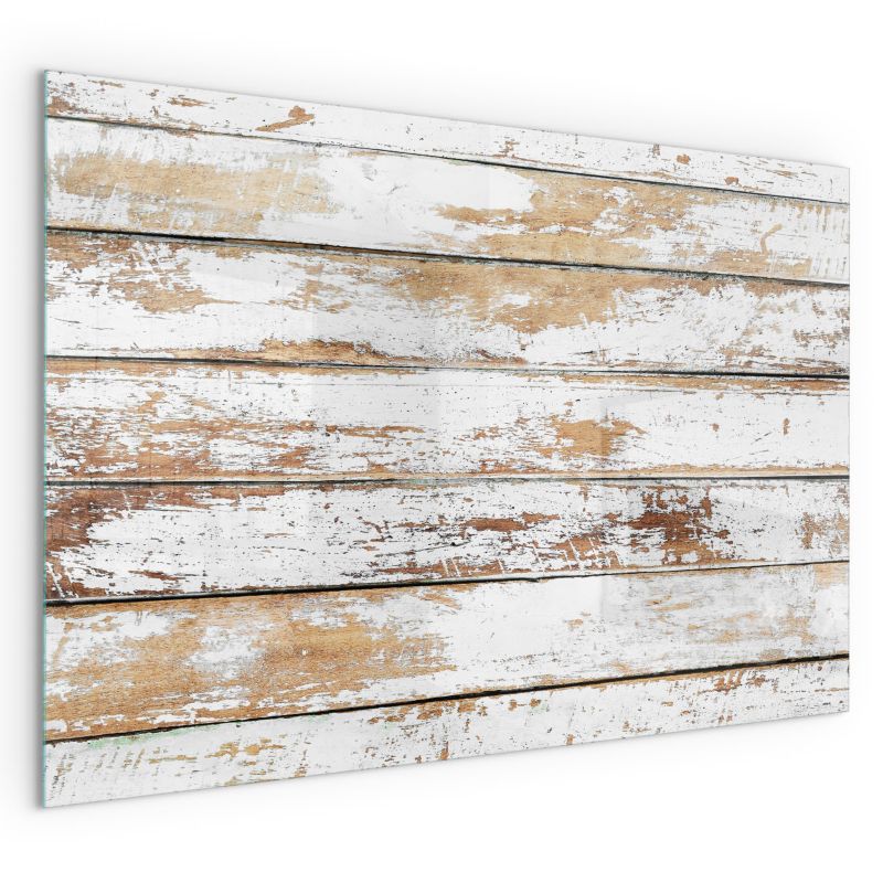 Szklana Podkładka Pod Kominek Prostokąt Wallfluent 120x80 cm Postarzane drewniane deski 1 szt.