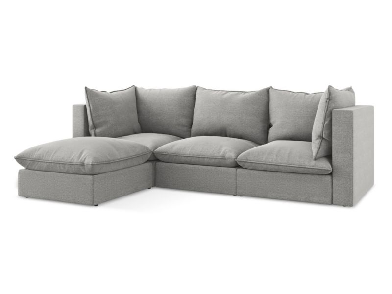 Narożnik lewostronny LaMiaSofa RAVENNA z tkaniny bouclé 255x165 cm jasny szary 1 szt.
