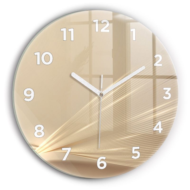 Zegar z białymi wskazówkami Wallfluent fi30 cm Abstrakcyjne światło Szklany 1 szt.