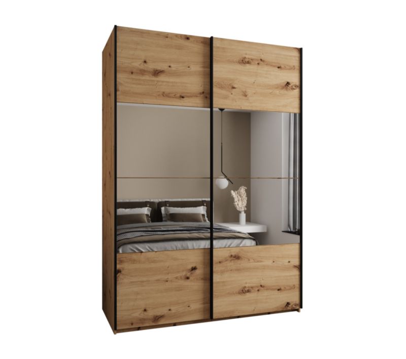 Szafa przesuwna Abiks LUX 4 wysoka szer.180cm artisan/artisan/czarny 1szt.