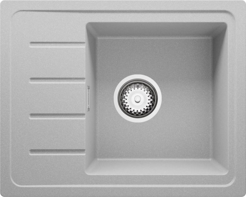 Zlewozmywak Kopenhaga Easy PRIMAGRAN Nablatowy 55x44cm do szafki od 45cm, Szary + Syfon, S005, 1 szt.