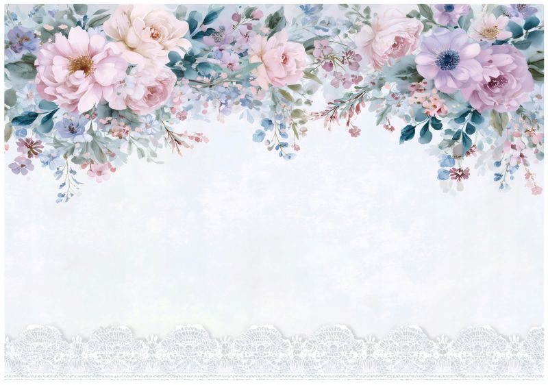 Fototapeta WALLARENA Do Sypialni Salonu Na Flizelinie Kwiaty Vintage Wiszące Niebieski 300x210 cm 16120VX6 1 szt.