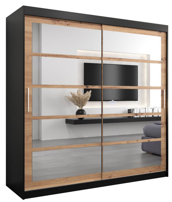 Szafa przesuwna Abiks ROMA 2 200 czarny mat + artisan 1 szt.