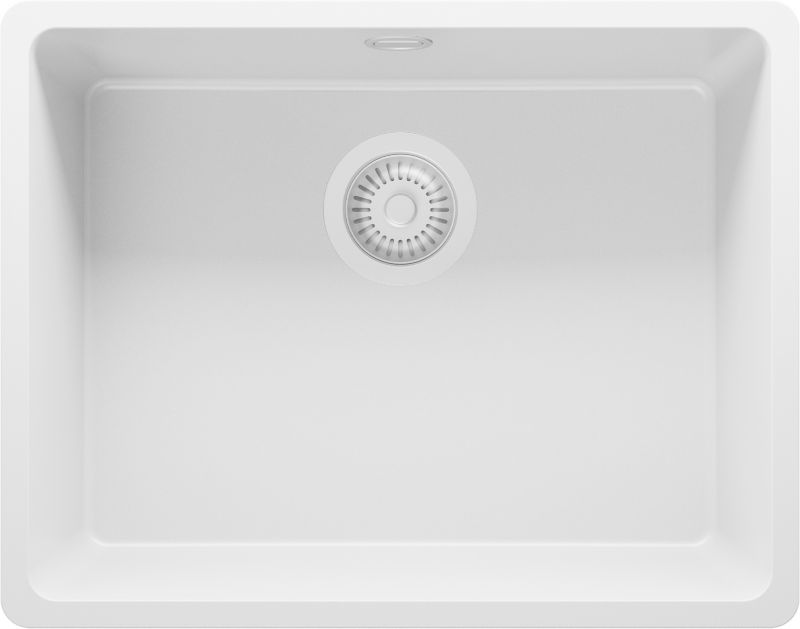 Zlewozmywak Wenecja Slim Easy PRIMAGRAN Nablatowy 56x44cm do szafki od 60cm, Cały Biały + Syfon, S068, 1 szt.