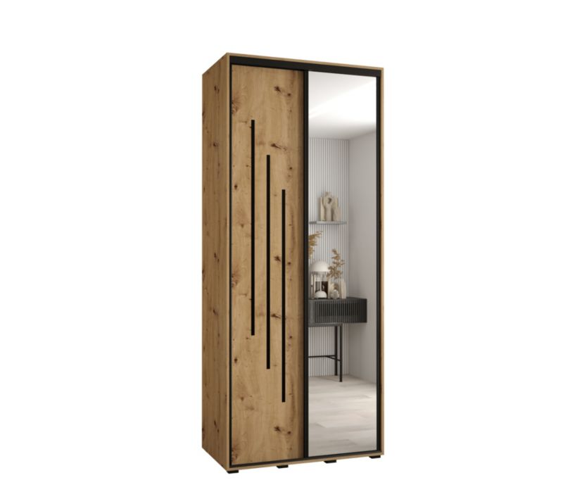 Szafa przesuwna Abiks DAVOS 9 wysoka szer.100cm gł.60cm artisan/artisan/czarny 1szt.