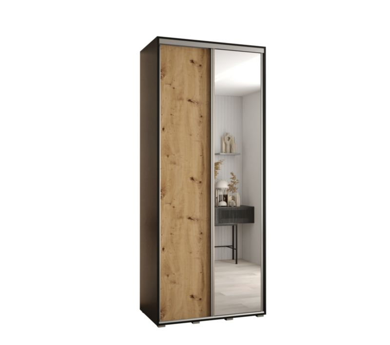 Szafa przesuwna Abiks DAVOS 3 wysoka szer.110cm gł.60cm czarny/artisan/srebrny 1szt.