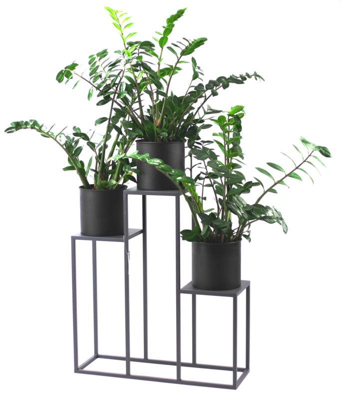 Kwietnik stojący JAKPOL stojak na 3 kwiaty Loft 80cm metalowy wysoki szary 1 szt.