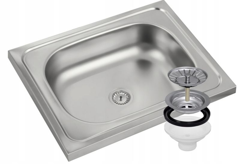 Zlewozmywak Stalowy Granitan Numana Prostokątny Głęboki z Ociekaczem i Syfonem 1kpl.