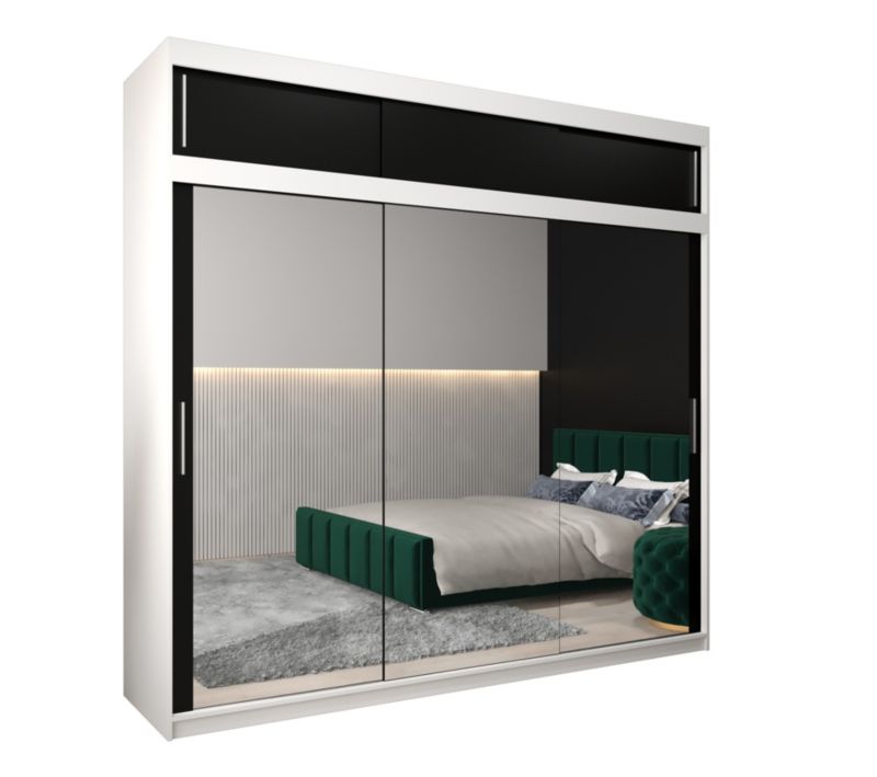 Szafa przesuwna Garderoba Abiks Tokyo 3 250 biały + czarny z nadstawką 1 szt.