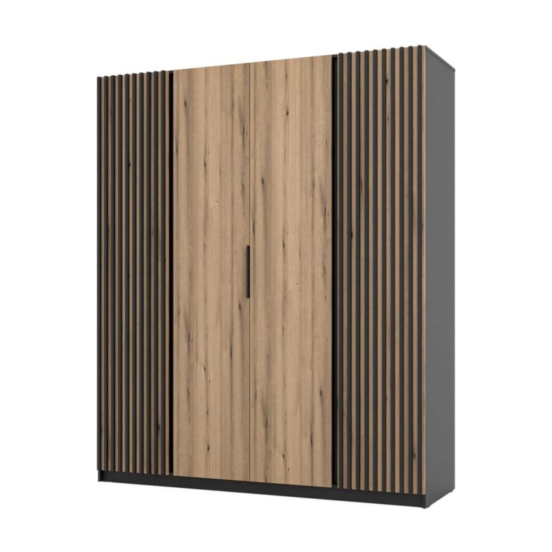 Szafa do przedpokoju i sypialni 4-drzwiowa z lamelami Bonni Dravero BL/EV-BL 2LAM 2F 1 szt.