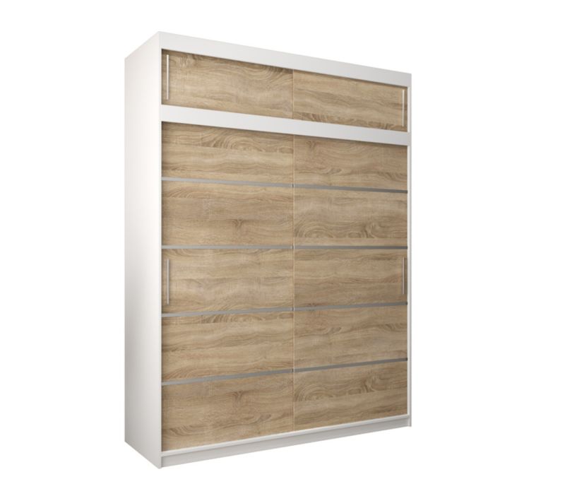 Szafa przesuwna Abiks Verona 1 180 biały + sonoma z nadstawką 1 szt.