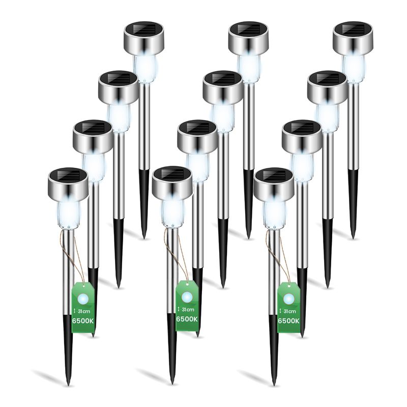 Lampa Solarna Lumiled LED Ogrodowa Wbijana Chrom 6500K 12 szt.