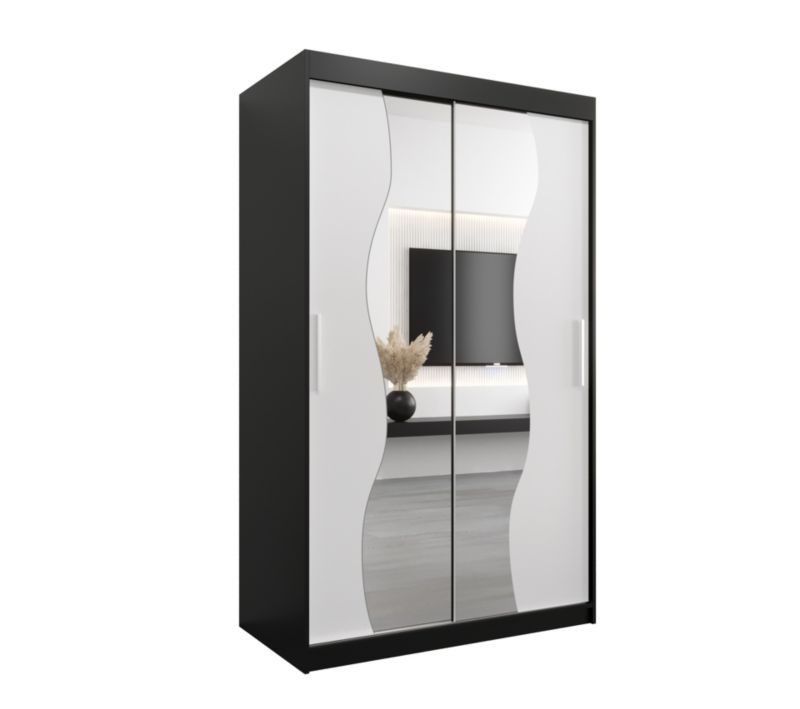 Szafa przesuwna Garderoba Abiks MADRYT 120 czarny mat + biały mat 1 szt.
