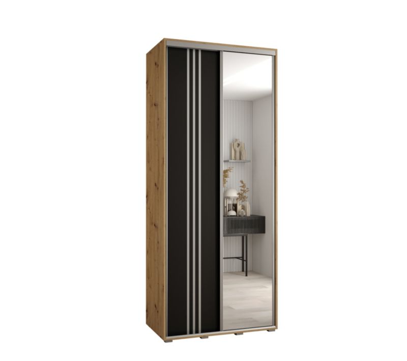 Szafa przesuwna Abiks DAVOS 7 wysoka szer.110cm gł.60cm artisan/czarny/srebrny 1szt.