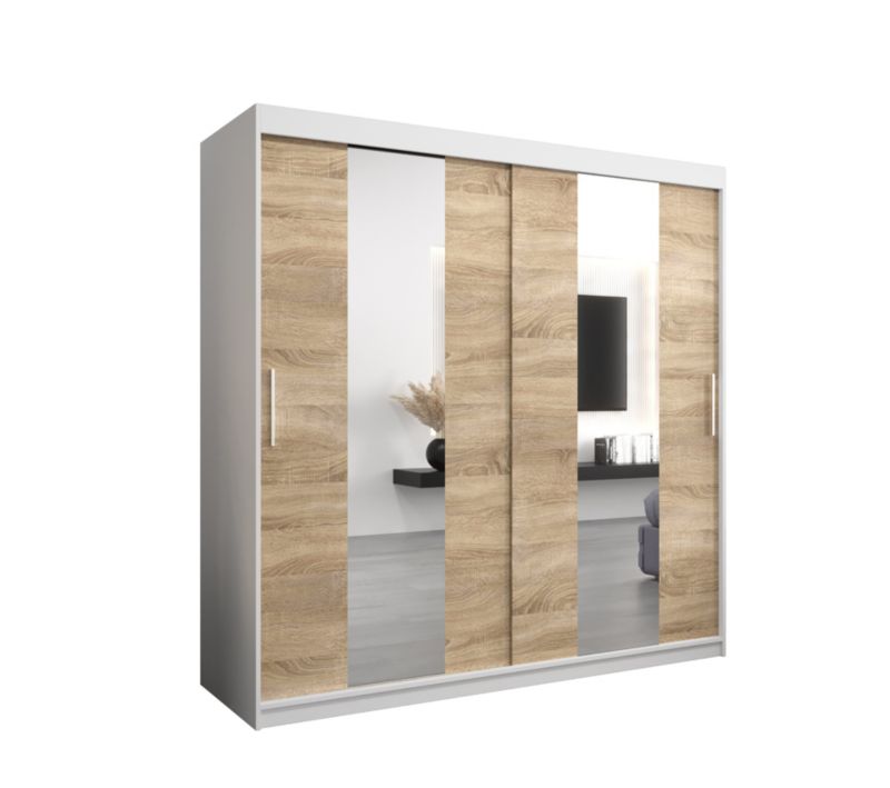 Szafa przesuwna Garderoba Abiks POLE 200 biały/sonoma 1 szt.