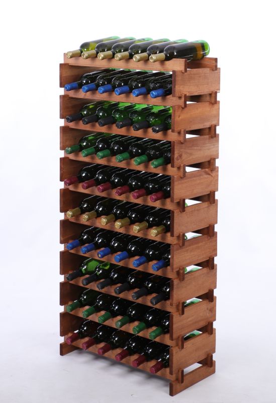 Stojak na wino MODO24 regał modułowy na butelki 10 leżni x 6 butelek montaż bez narzędzi impregnacja brązowa 1 szt.