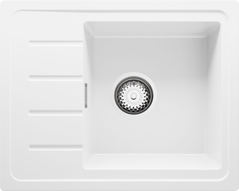 Zlewozmywak Kopenhaga Easy PRIMAGRAN Nablatowy 55x44cm do szafki od 45cm, Biały + Syfon, S002, 1 szt.