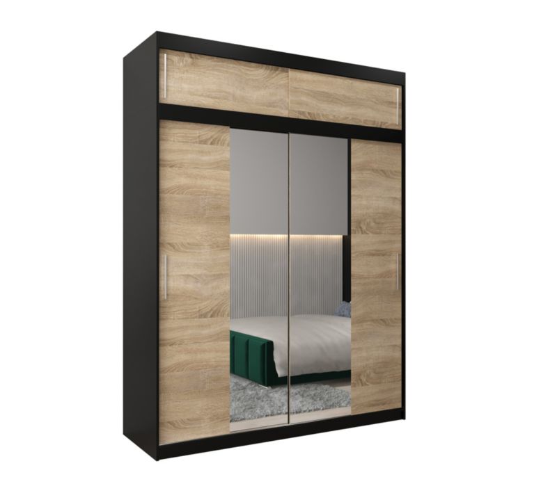 Szafa przesuwna Garderoba Abiks Tokyo 1 180 czarny + sonoma z nadstawką 1 szt.