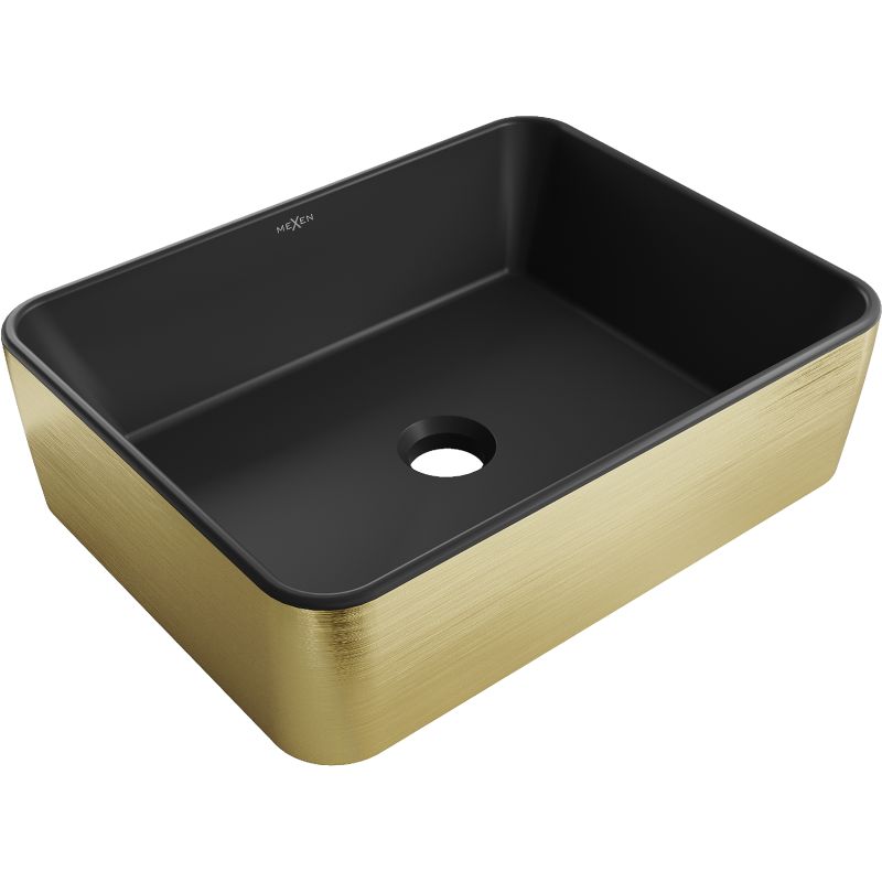 Umywalka nablatowa Mexen Catia czarny/złoty 48x37 cm 21314877 1 szt.