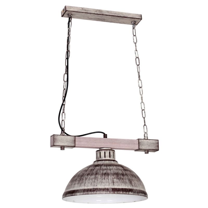 Lampa wisząca Luminex Hakon szaro-aluminiowy-jasne drewno wym: 70 x 40 x 30 cm 1xE27 x 15W 1 szt.