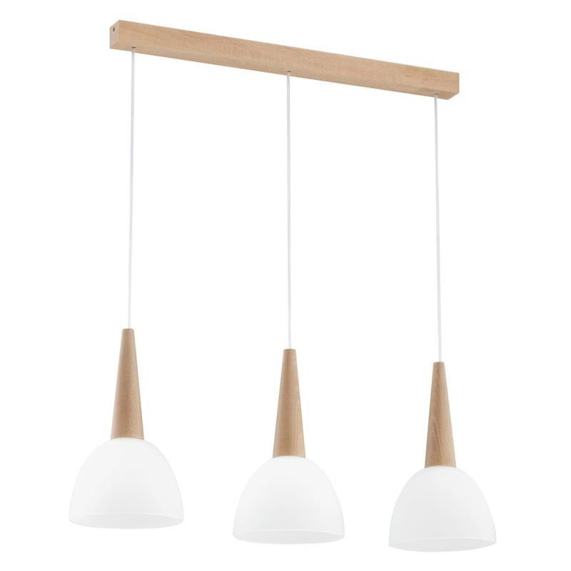 Lampa wisząca Alfa Bera 2081 jasne drewno-biała dekoracyjna 3xE27 x 15W 1 szt.