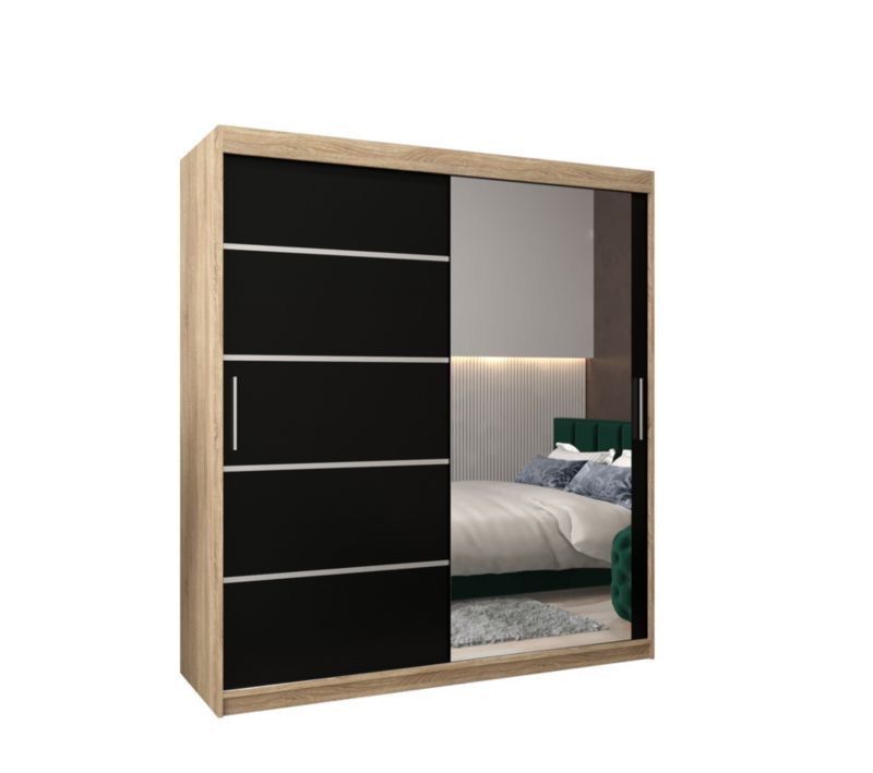 Szafa przesuwna Garderoba Abiks Verona 2 180 sonoma + czarny 1 szt.