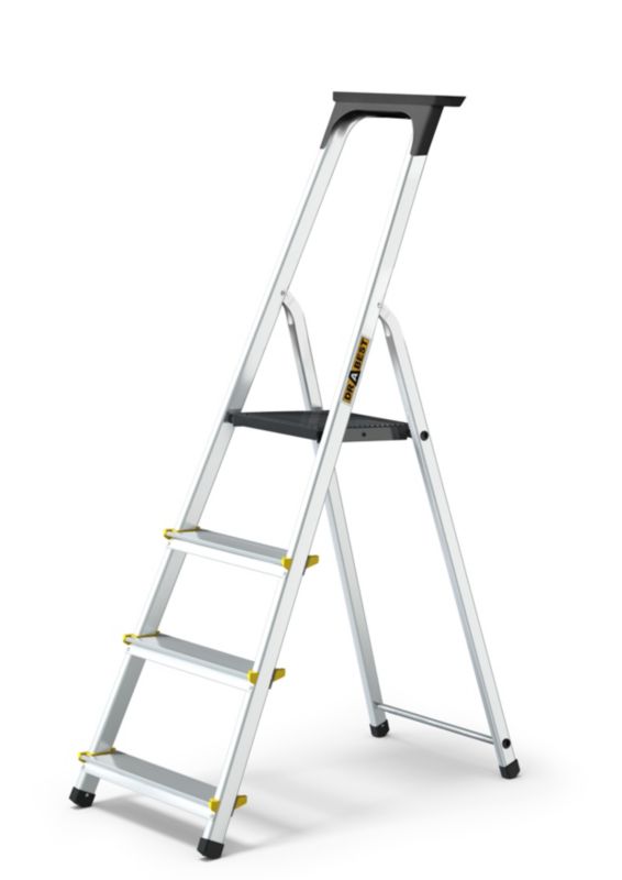 Drabina aluminiowa 4 stopnie PRO DRABEST z półką, udźwig 150 kg, 1 szt.