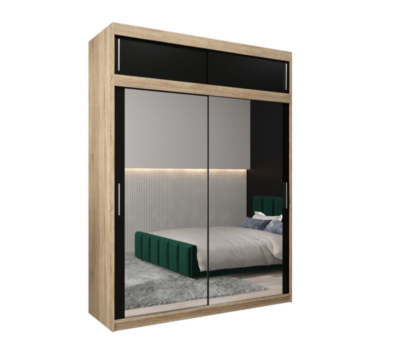 Szafa przesuwna Garderoba Abiks Tokyo 3 180 sonoma + czarny z nadstawką 1 szt.