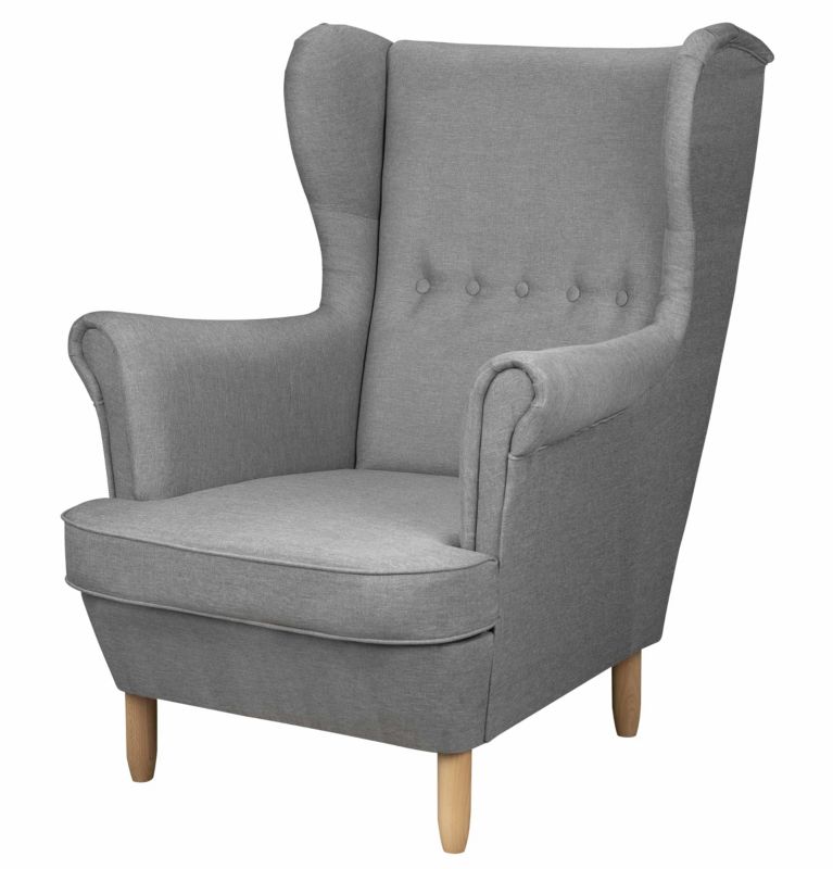 Fotel uszak skandynawski do salonu Bonni Denver Szary 1 szt.