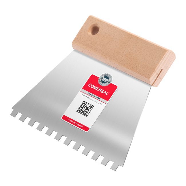 Szpachla Comensal trapezowa gładka 15 cm ząb 6 x 6 mm