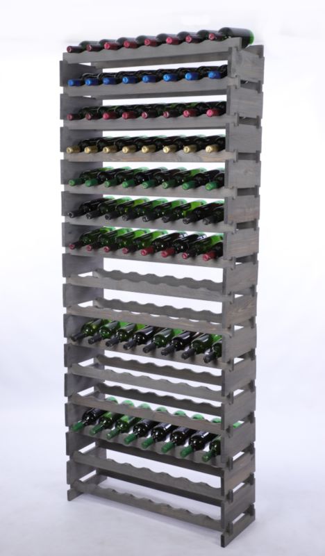 Stojak na wino MODO24 regał modułowy na butelki 15 leżni x 8 butelek montaż bez narzędzi impregnacja szara 1 szt.