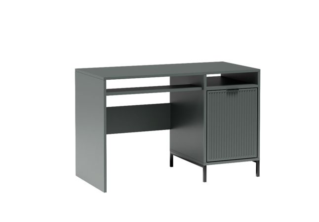 Biurko Furnidea 120 cm pojemne zielone ryflowane fronty metalowe nóżki LINK 1 szt.