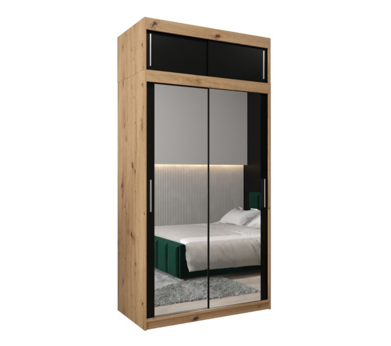 Szafa przesuwna Garderoba Abiks Tokyo 3 120 artisan + czarny z nadstawką 1 szt.