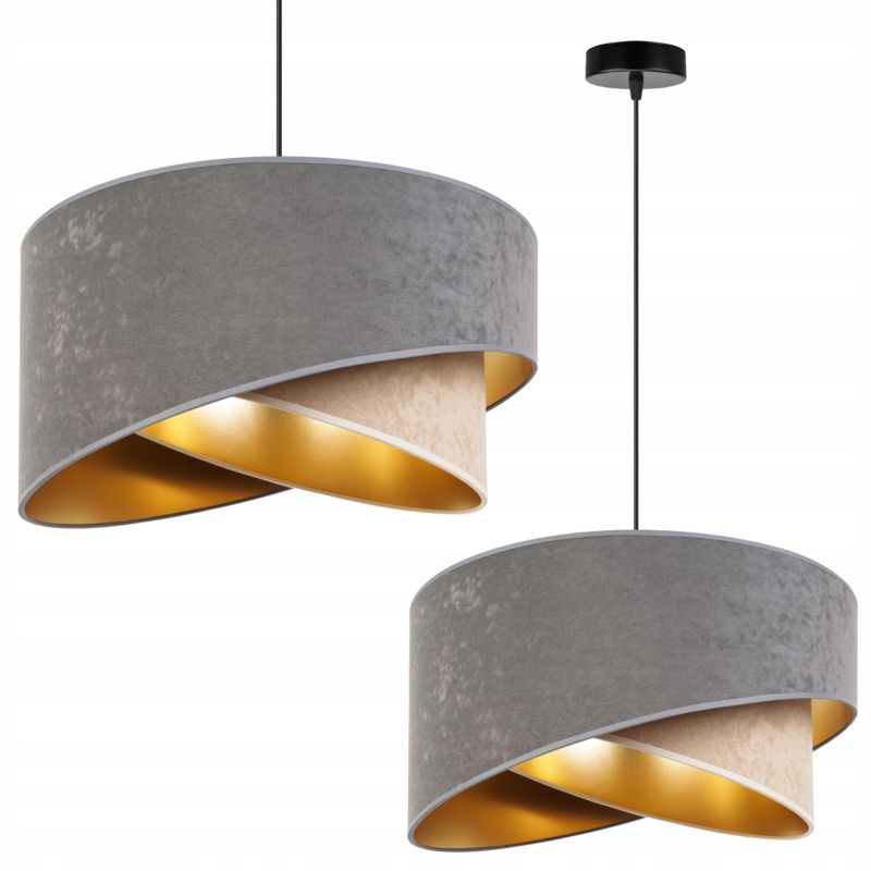 Lampa sufitowa wisząca Light Home LH Mediolan Welur 1x E27 60W szary/złoty 1szt.