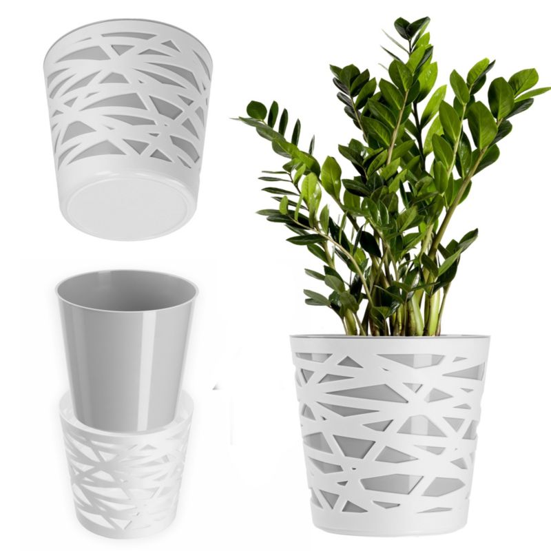 Doniczka KADAX Donica Osłonka Plastikowa Wkład Na Kwiaty Rośliny 19 cm szara 1 szt.