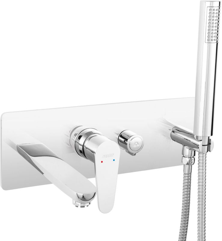 Bateria wannowo-prysznicowa Ferro Algeo chrom, jednouchwytowa podtynkowa, zestaw natryskowy, 1 szt.