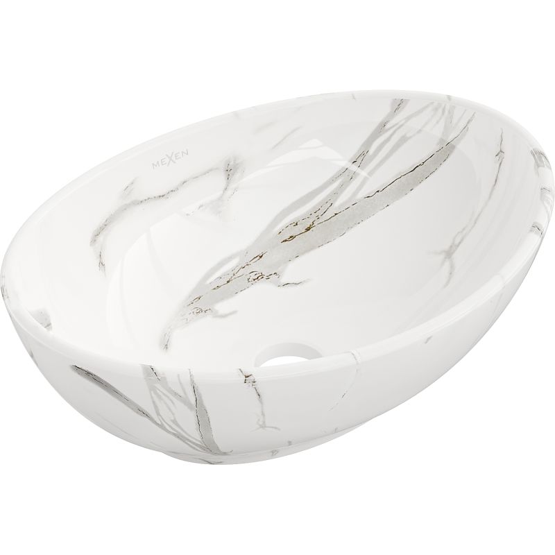 Umywalka nablatowa Mexen Elza biały kamień 40,5 x 33 cm 21014082 1 szt.