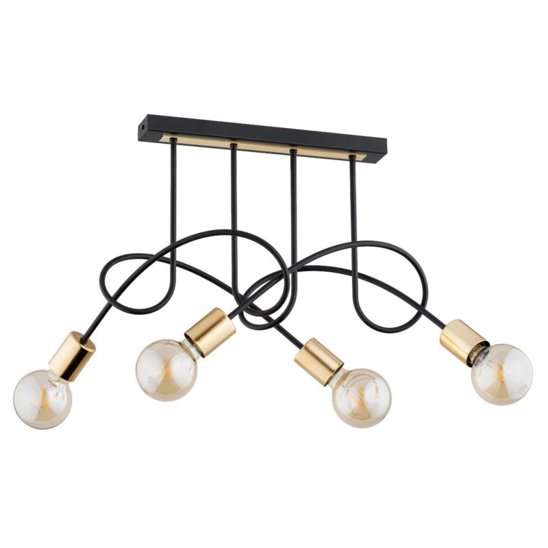 Lampa sufitowa Alfa Tango czarno-złota wym: 39 x 75 x 20 cm 4xE27 x 15W 1 szt.