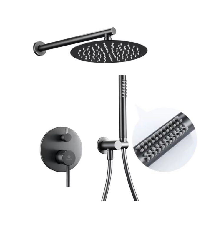 Bateria prysznicowa Lauferi VEYNA mosiężna podtynkowa grafitowa gungrey retro 1 szt.