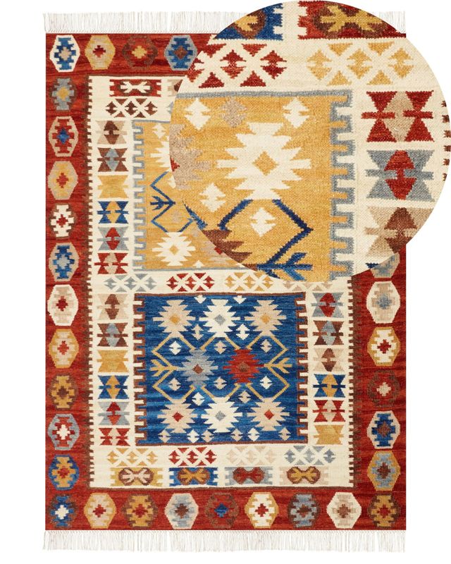 Dywan wełniany kilim 200 x 300 cm wielokolorowy Voskehat 1 szt.