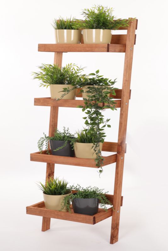 Kwietnik drewniany MODO24 4-poziomowy opierany o ścianę 145x57x23 cm impregnowany brązowy eko 1 szt.