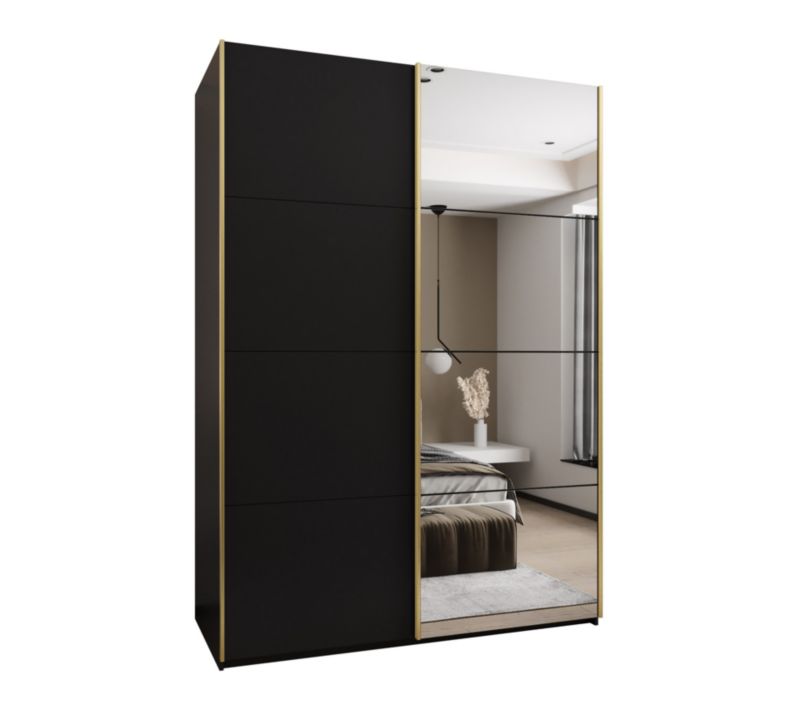 Szafa przesuwna Abiks LUX 3 wysoka szer.170cm czarny/czarny/złoty 1szt.