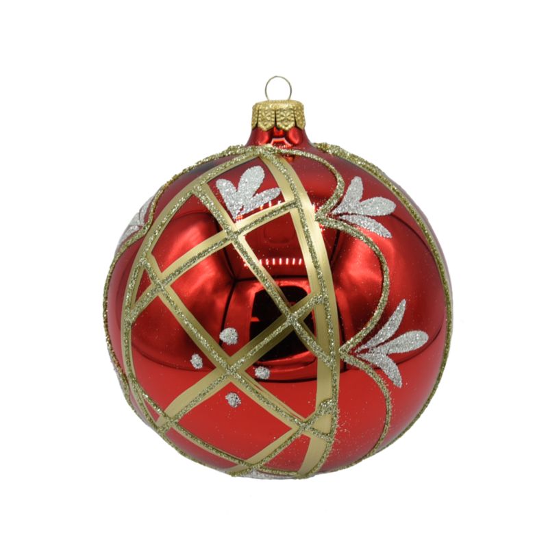 Bombka szklana Vitbis dekorowana 120 mm czerwona 1 szt.