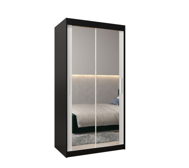 Szafa przesuwna Garderoba Abiks Tokyo 3 100 czarny + biały 1 szt.