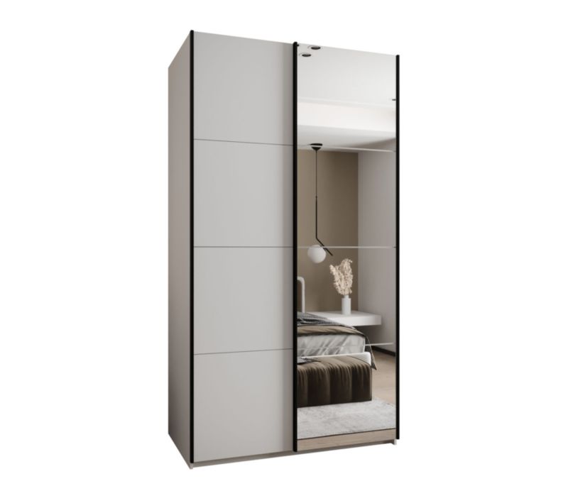 Szafa przesuwna Abiks LUX 3 wysoka szer.140cm biały/biały/czarny 1szt.