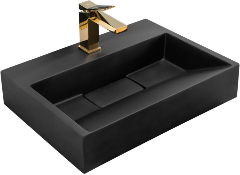 Umywalka Konglomeratowa Rea Goya Prostokątny Czarny 50X37X10Cm 1 Szt