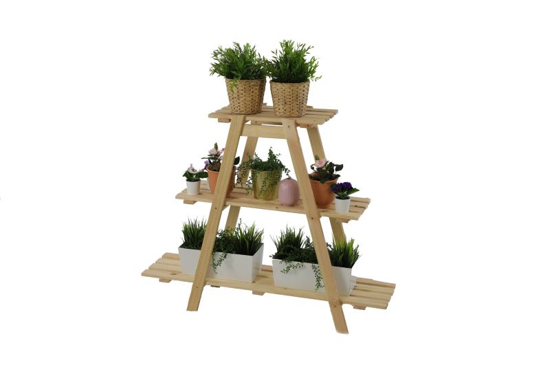 Kwietnik drewniany MODO24 stojak do ekspozycji 79 x 101 x 26 cm naturalny 1 szt.